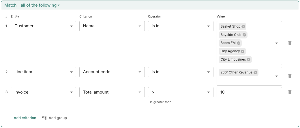 Trove workflow filters