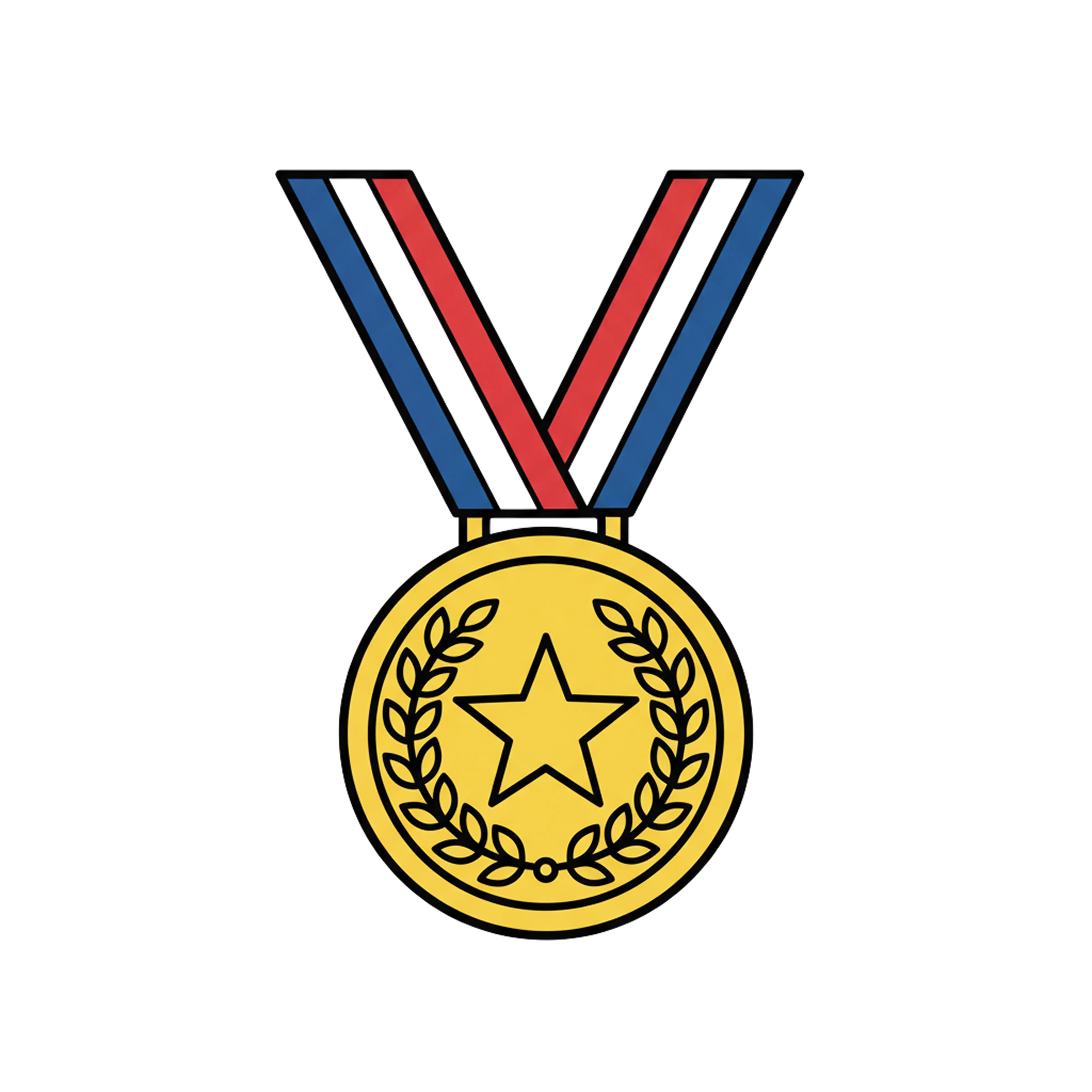 Illustrated gold medal on a ribbon