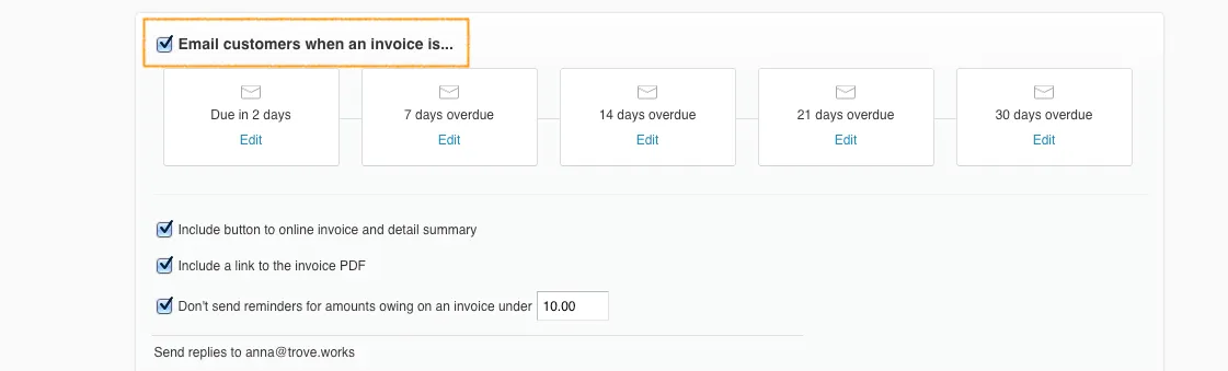 Invoice is overdue setting