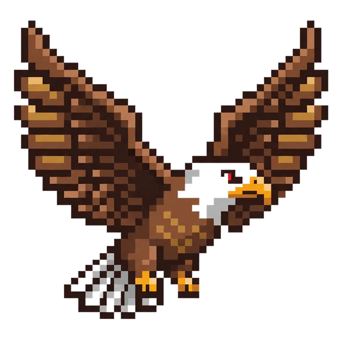 Pixel-art American eagle, representing ezyCollect's push into the US market
