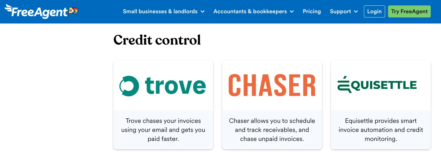 FreeAgent's Credit Control section
