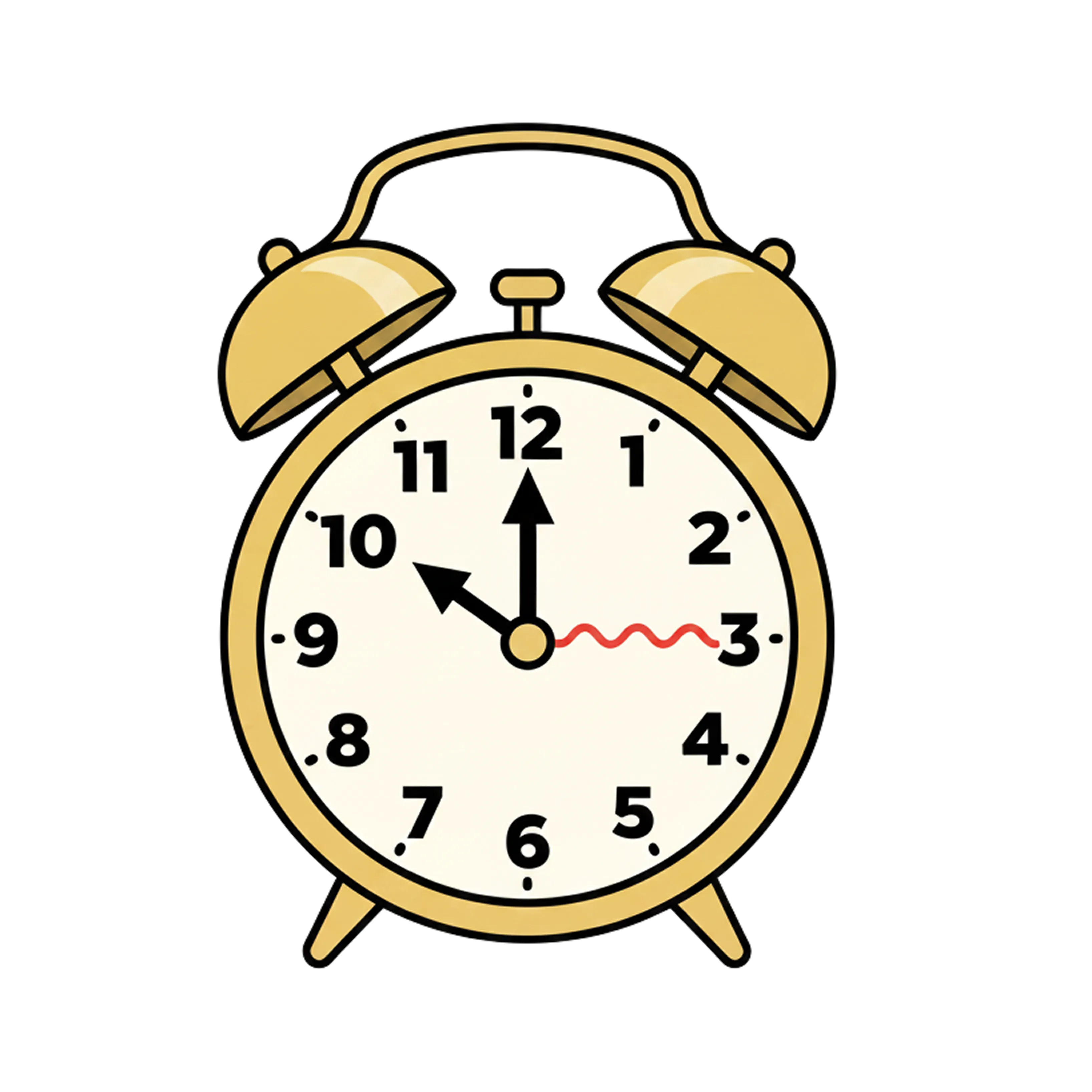 Illustrated gold alarm clock