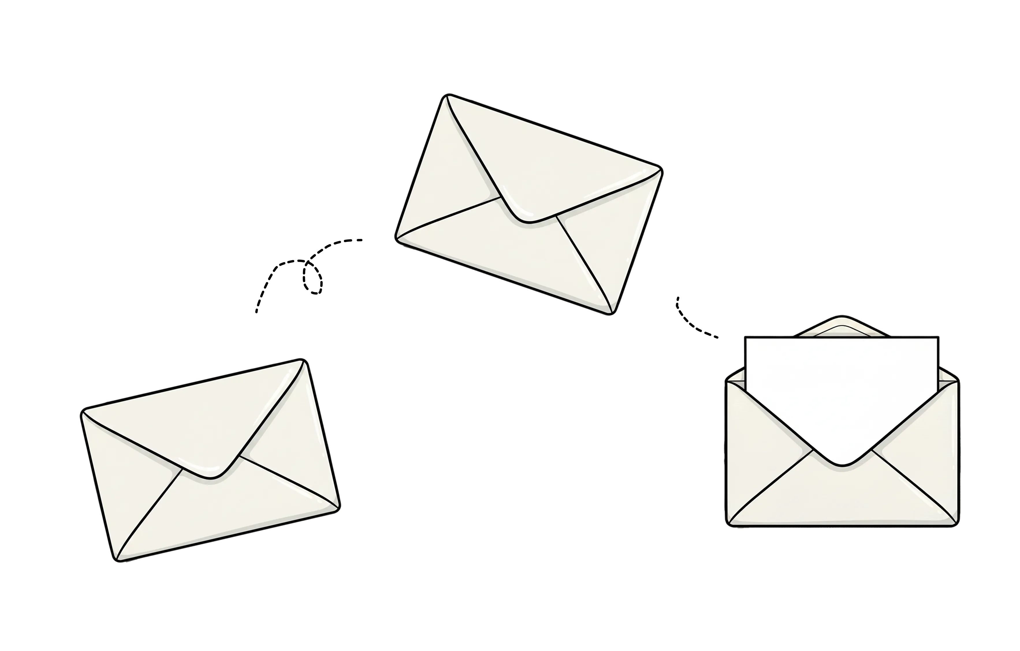 Three envelopes illustration