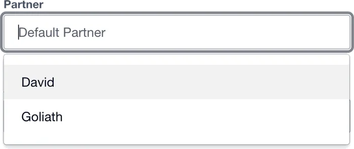 A Xero tracking category dropdown for Partner, with options for each partner in the firm