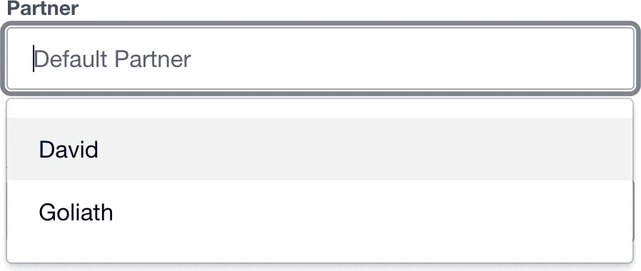 A Xero tracking category dropdown for Partner, with options for each partner in the firm