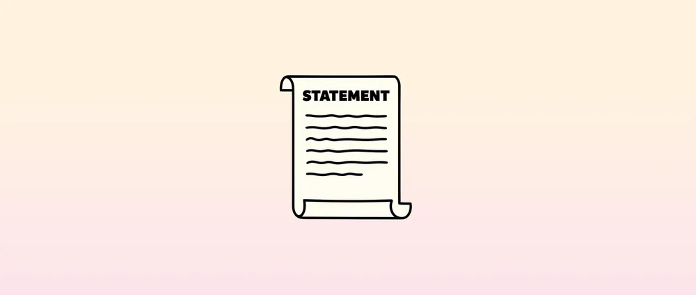 A scroll statement document on a warm gradient background
