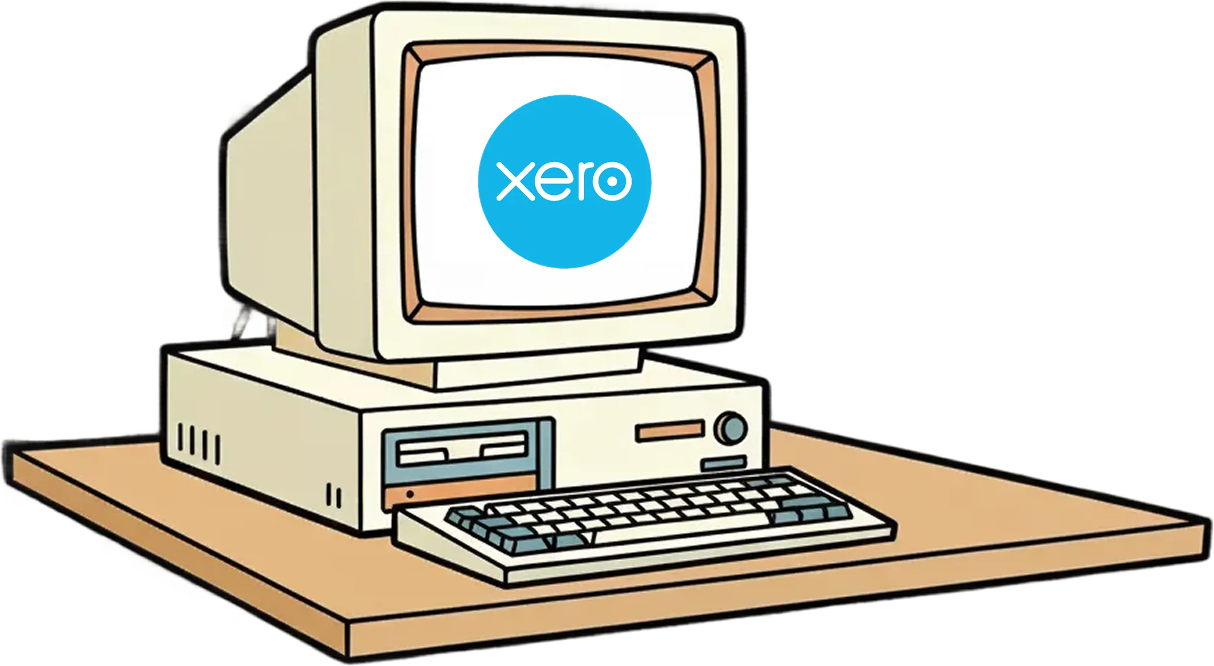 Retro computer with Xero logo