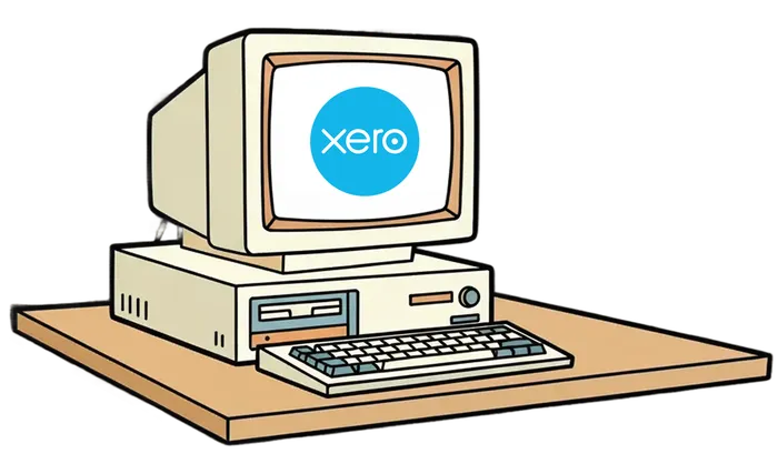 Retro computer with Xero logo